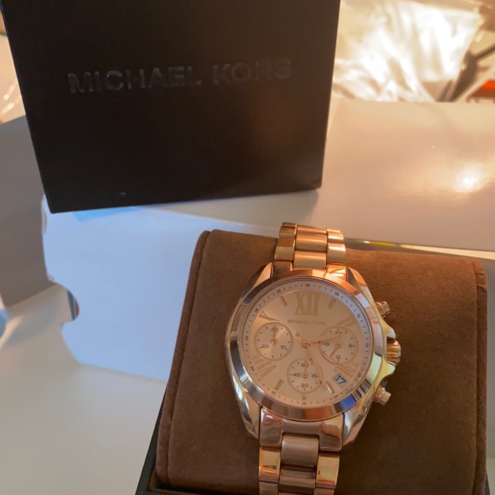 Michael Kors Mini Bradshaw Stainless Steel Chronograph Watch in Rose Gold Tone